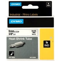 Dymo Rhino industrielle varmekrymp-kabelmærkningsrør | 9 mm x 1,5 m | Sort tekst på hvid | til Rhino-mærkningsmaskiner, Heat shrink labels 5 m | Sort tekst på hvid | til Rhino-mærkningsmaskiner, D1, Belgien, 1,5 m, 1 stk, 34 mm, 85 mm
