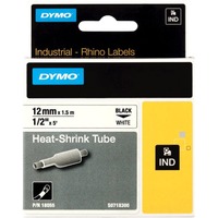 Dymo Rhino industrielle varmekrympbare kabelmærkningsrør | 12 mm x 1,5 m | Sort tekst på hvid | til Rhino mærkningsmaskiner, Heat shrink labels 5 m | Sort tekst på hvid | til Rhino mærkningsmaskiner, D1, Belgien, 1,5 m, 1 stk, 34 mm, 85 mm