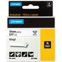 Dymo Rhino industrielle vinyletiketter | 19 mm x 5,5 m | Sort tekst på hvid | Selvklæbende | til Rhino & LabelManager etiketmaskiner, Tape 5 m | Sort tekst på hvid | Selvklæbende | til Rhino & LabelManager etiketmaskiner, D1, Hvid, Vinyl, Belgien, 5,5 m, 1 stk