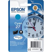 Epson Alarm clock Singlepack Cyan 27 DURABrite Ultra Ink, Blæk Standard udbytte, Blå, 3,6 ml, 1 stk, 300 Sider