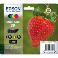 Epson Strawberry C13T29864012 blækpatron 1 stk Original Standard udbytte Sort, Blå, Magenta, Gul Standard udbytte, 5,3 ml, 3,2 ml, 175 Sider, 1 stk, Multipakke