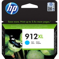 HP 912XL Original Ink-blækpatron med høj kapacitet, cyan cyan, Højt (XL) udbytte, Pigmentbaseret blæk, 9,9 ml, 825 Sider, 825 Sider, 1 stk