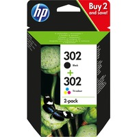 HP Originale 302-blækpatroner, sort/trefarvet, 2-pak Sort, sort/trefarvet, 2-pak, Standard udbytte, Farvebaseret blæk, Pigmentbaseret blæk, 3,5 ml, 4 ml, 2 stk