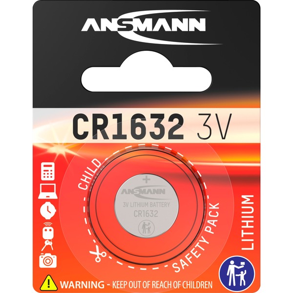 Ansmann 1516-0004 Engangsbatteri CR1632 Lithium Engangsbatteri, CR1632, Lithium, 3 V, 1 stk, 120 mAh