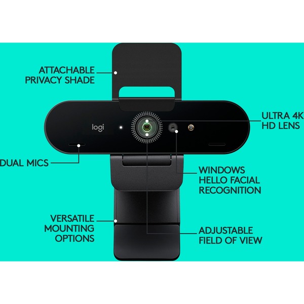 Logitech BRIO STREAM webcam 4096 x 21060 pixel USB 3.2 Gen 1 (3.1 Gen 1) Sort Sort, 4096 x 21060 pixel, 60 fps, 1080p, USB 3.2 Gen 1 (3.1 Gen 1), Sort, Klip