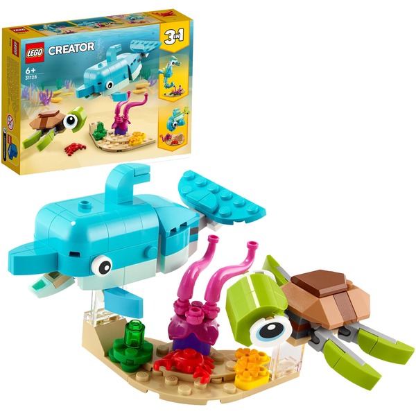 Lego Creator 3-in-1 Delfin og skildpadde, Bygge legetøj Byggesæt, 137 stk,