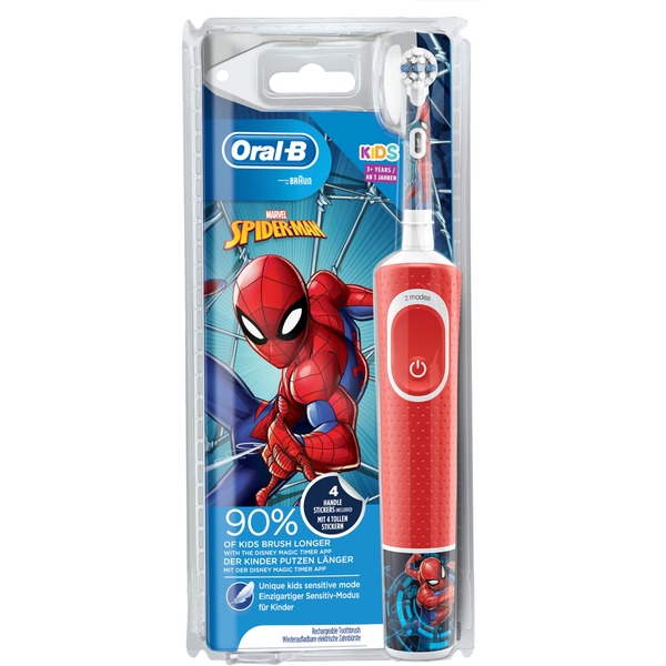 Oral-B 80339051 elektrisk tandbørste Barn Vibrerende tandbørste Rød, El- tandbørste Rød/Hvid, Barn, Vibrerende tandbørste, Daglig pleje, Rød, min, Ekstra