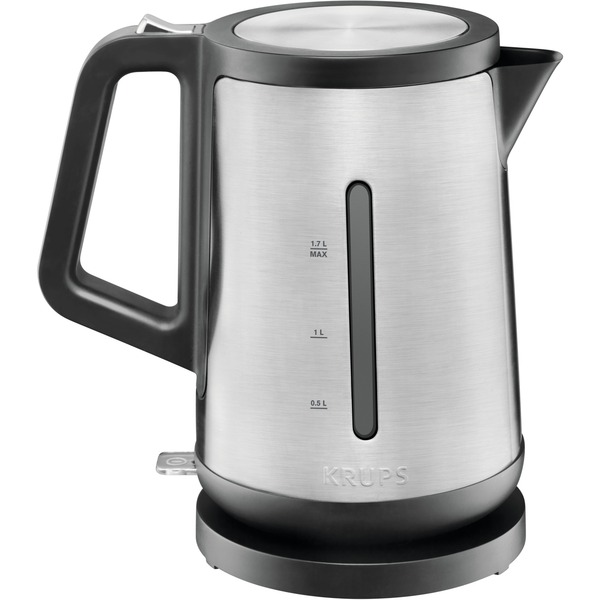 Krups BW 442 D 1.7L 2400W Mørkegrå, Rustfrit Stål elkedel Sølv/Sort, 1,7