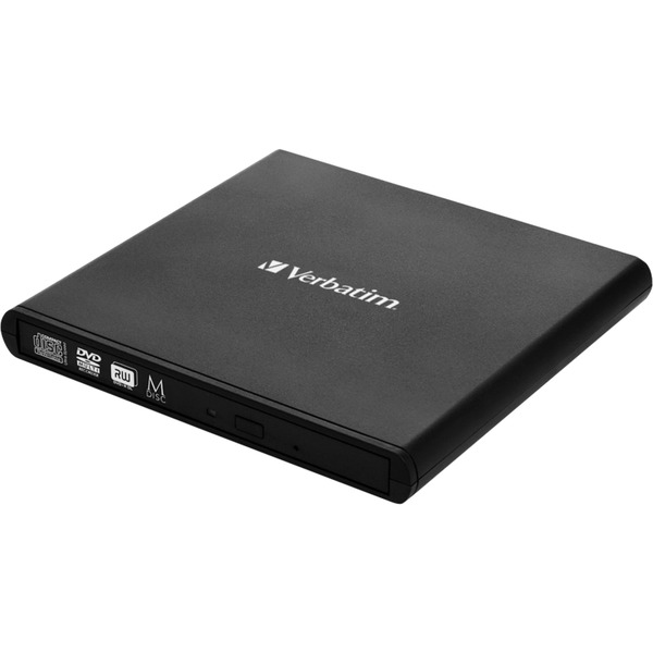 Verbatim Slimline optisk diskdrev DVD-RW Sort, ekstern DVD-brænder Sort, Sort, Vandret, Notebook,