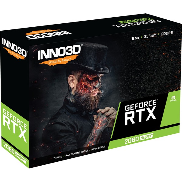 INNO3D  N206S2-08D6X-1710VA15L grafikkort NVIDIA GeForce RTX 2060 SUPER 8 GB GDDR6 Sort, GeForce RTX 2060 SUPER, 8 GB, GDDR6, 256 Bit, 7680 x 4320 pixel, PCI Express 3.0