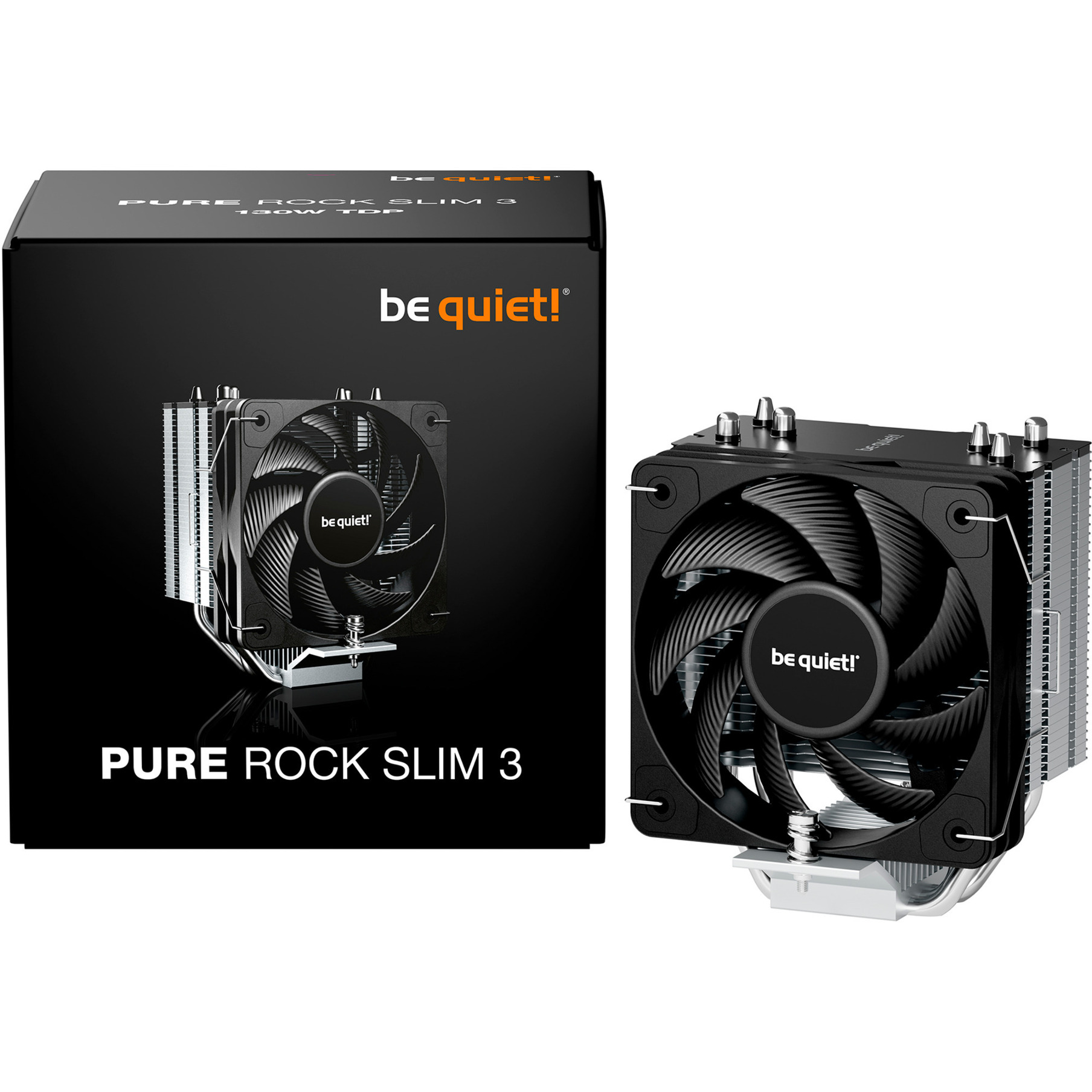 be quiet! Pure Rock Slim 3 Processor Luftkøler 10 cm Sølv 1 stk, CPU køler aluminium/Sort, Luftkøler, 10 cm, 1700 rpm, 60,3 m³/t, Sølv