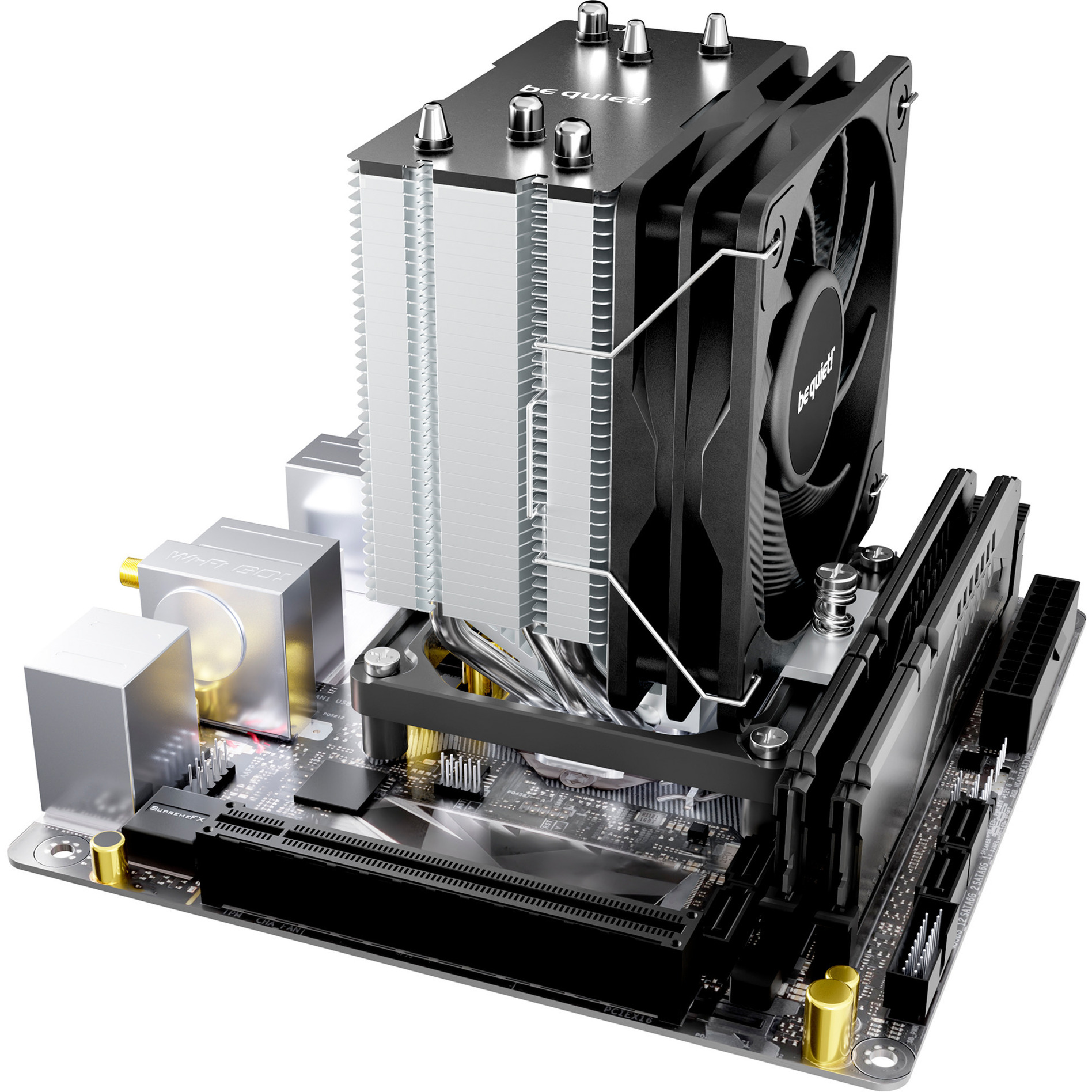 be quiet! Pure Rock Slim 3 Processor Luftkøler 10 cm Sølv 1 stk, CPU køler aluminium/Sort, Luftkøler, 10 cm, 1700 rpm, 60,3 m³/t, Sølv